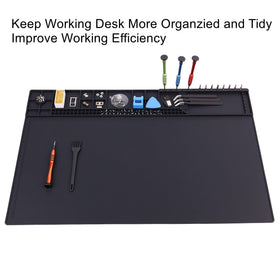 HPFIX mat showing built-in compartments and trays to organize small parts