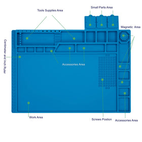 HPFIX silicone soldering mat provides large, stable workspace for boards and components.