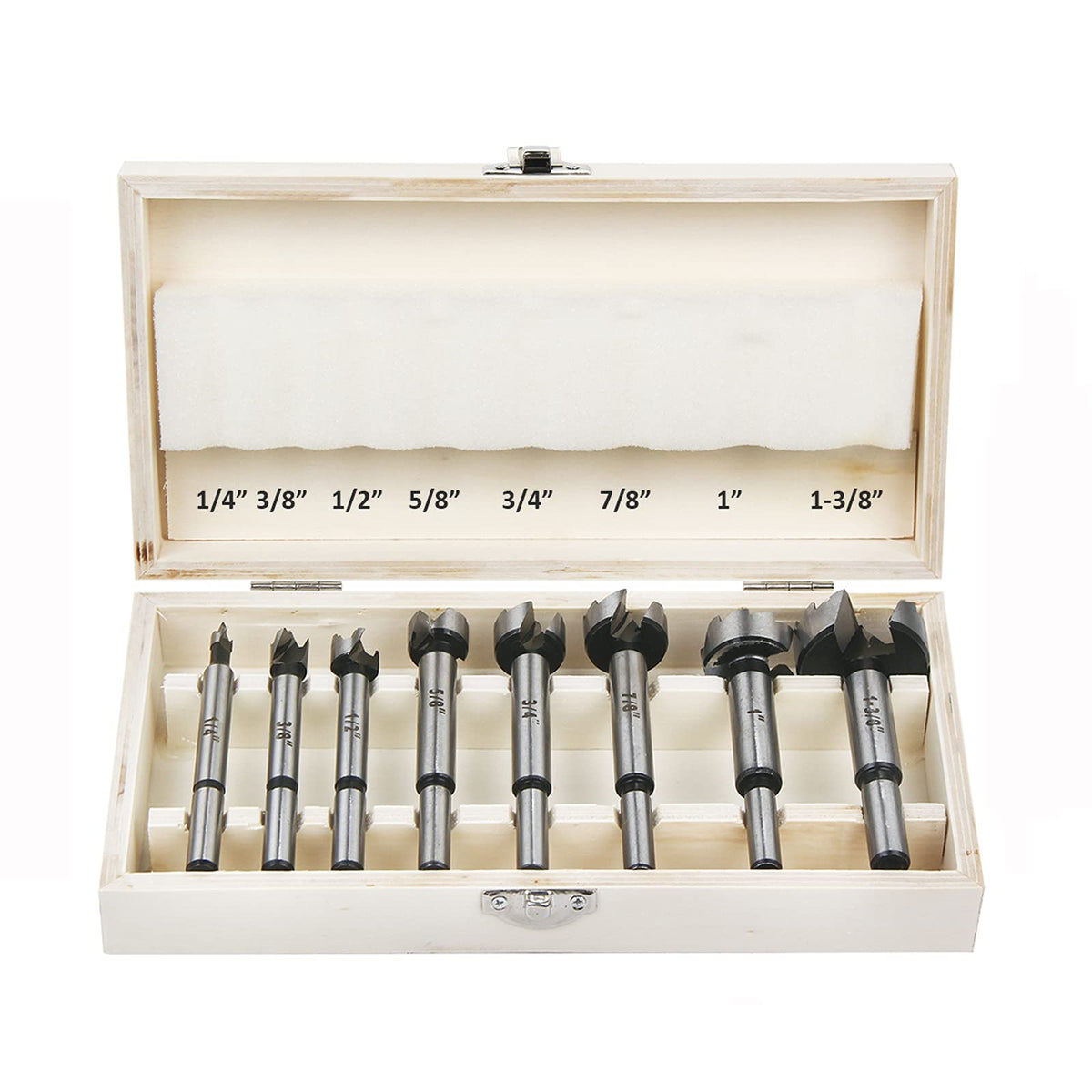 HPHOPE Forstner Bit Set 8Pcs in compact storage case for easy setup