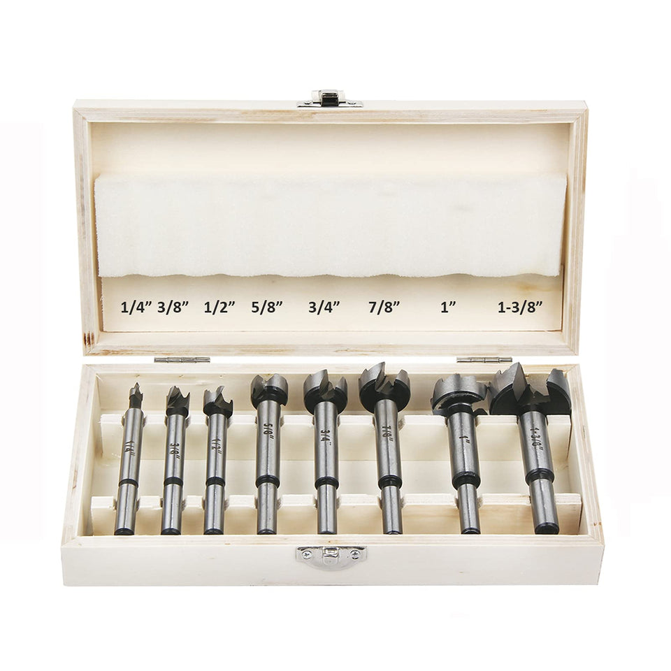 HPHOPE Forstner Bit Set 8Pcs in compact storage case for easy setup