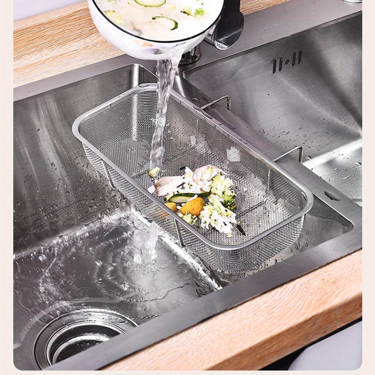 Hpngal corner hanging sink strainer fits tight corners for tidy drains