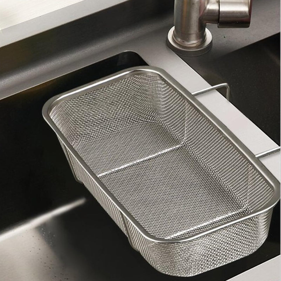 Hpngal stainless steel side sink drain basket filtering debris while keeping water flowing