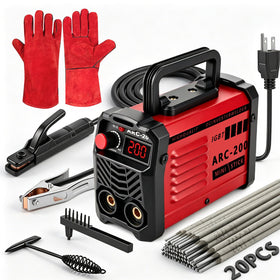 Hpoouo 200Amp stick welder front view showing compact portable design for DIY projects