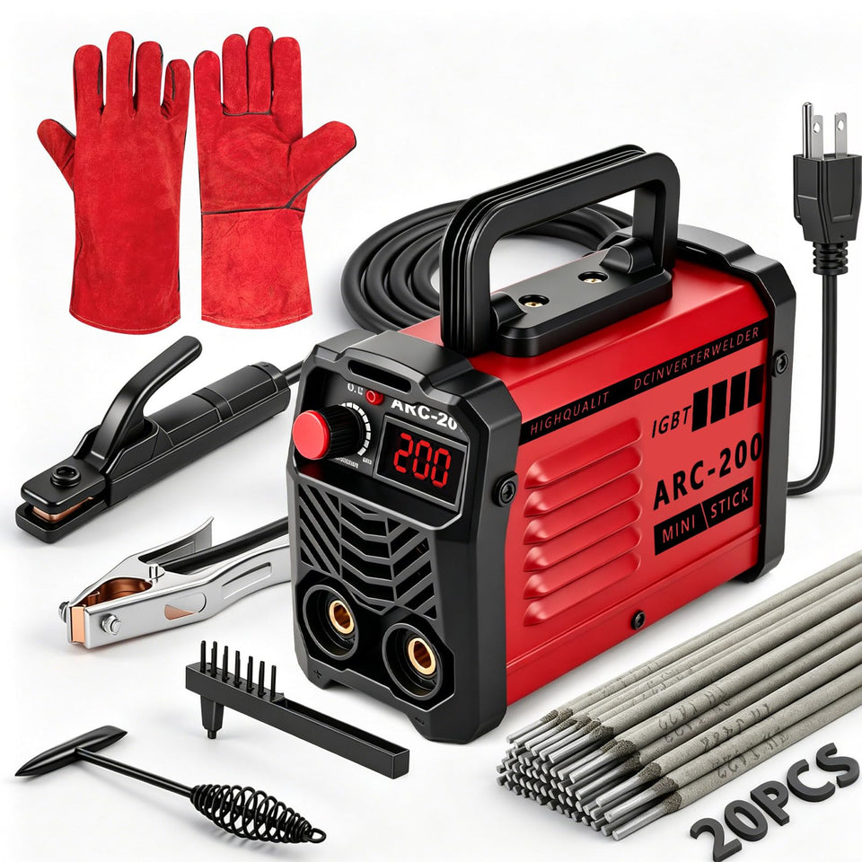 Hpoouo 200Amp stick welder front view showing compact portable design for DIY projects