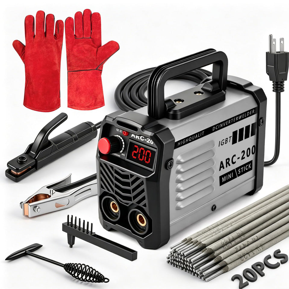 Hpoouo 200A stick welder front view, portable for DIY repairs