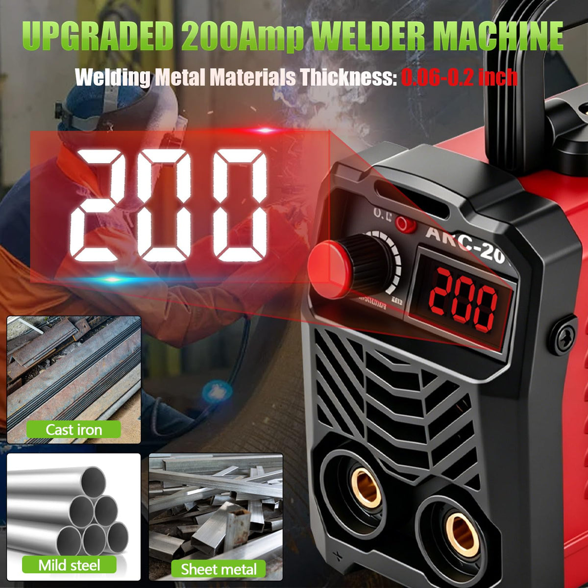 Hpoouo welder side view highlighting lightweight frame for easy transport