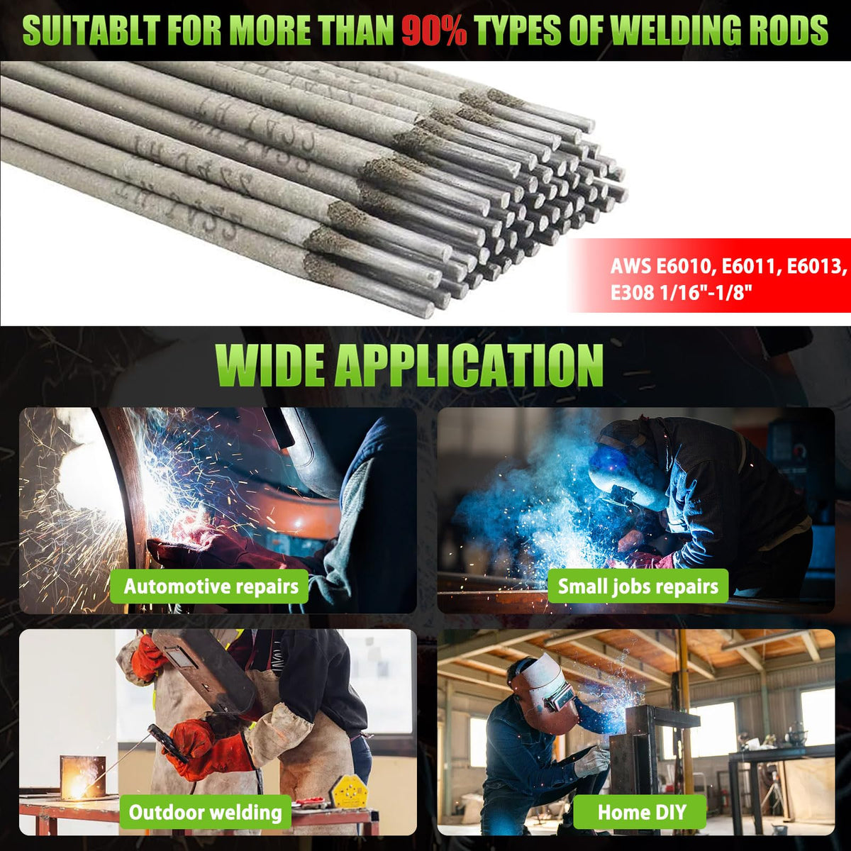 Hpoouo includes 20 welding rods and two chip hammers