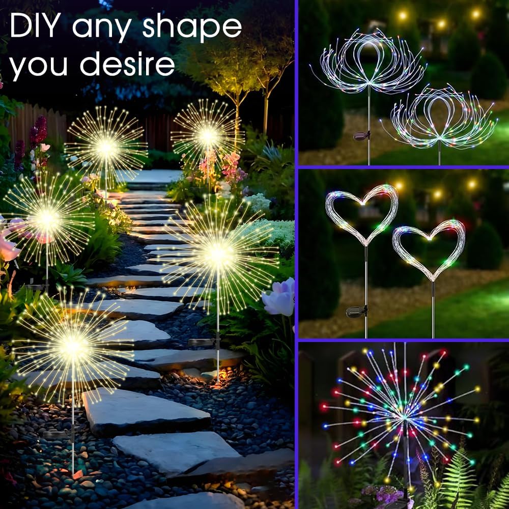 HPUFKOT 200 LED twinkling firework lights create magical yard accents
