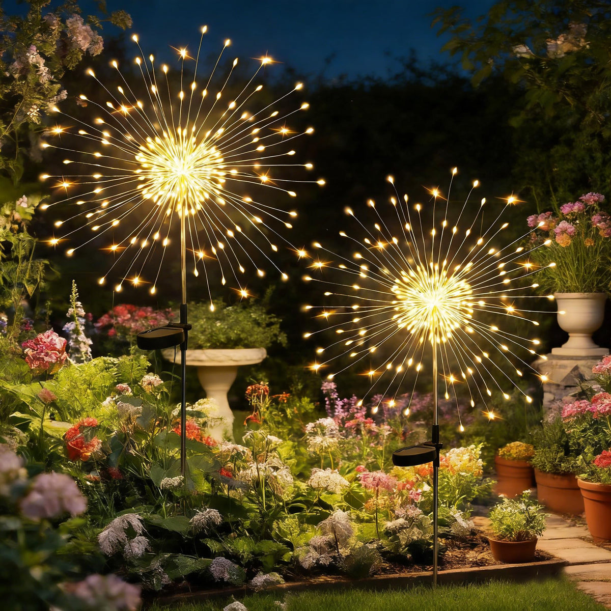 HPUFKOT solar garden lights outdoor illuminate yard and patio with twinkling LEDs