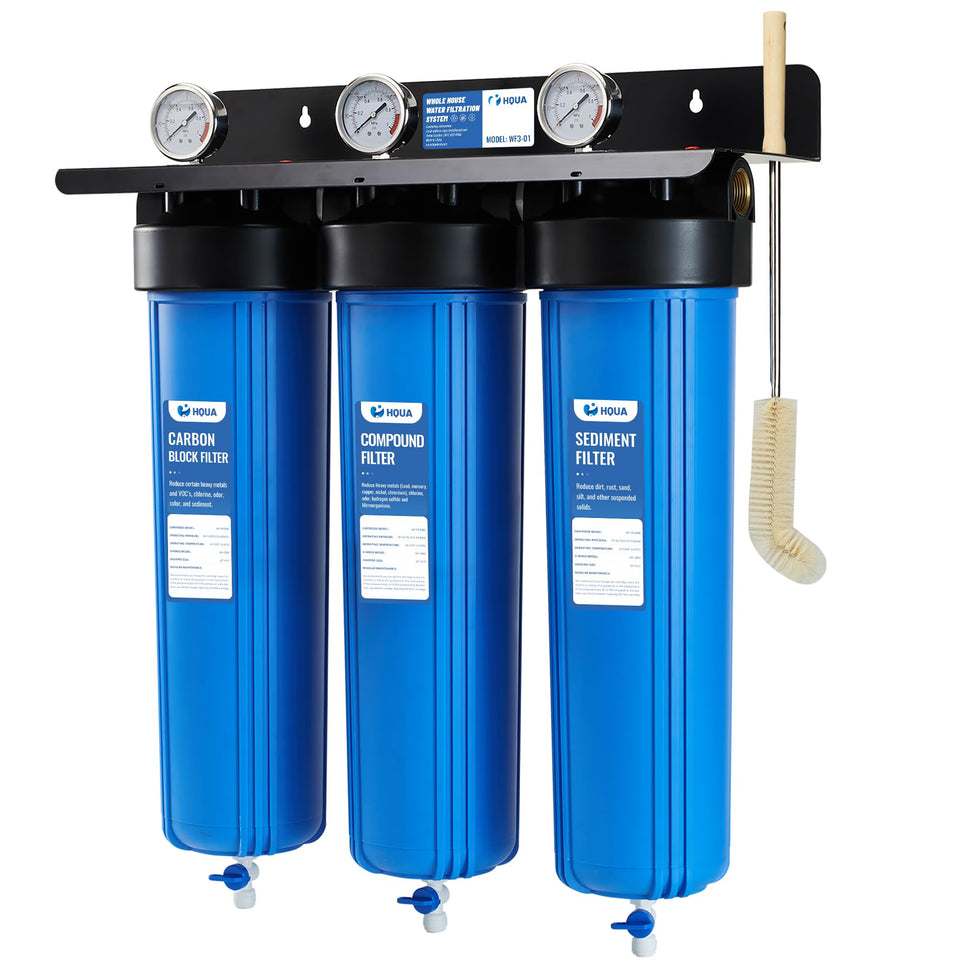HQUA WF3-01 exterior view showing durable housing for whole-house filtration.