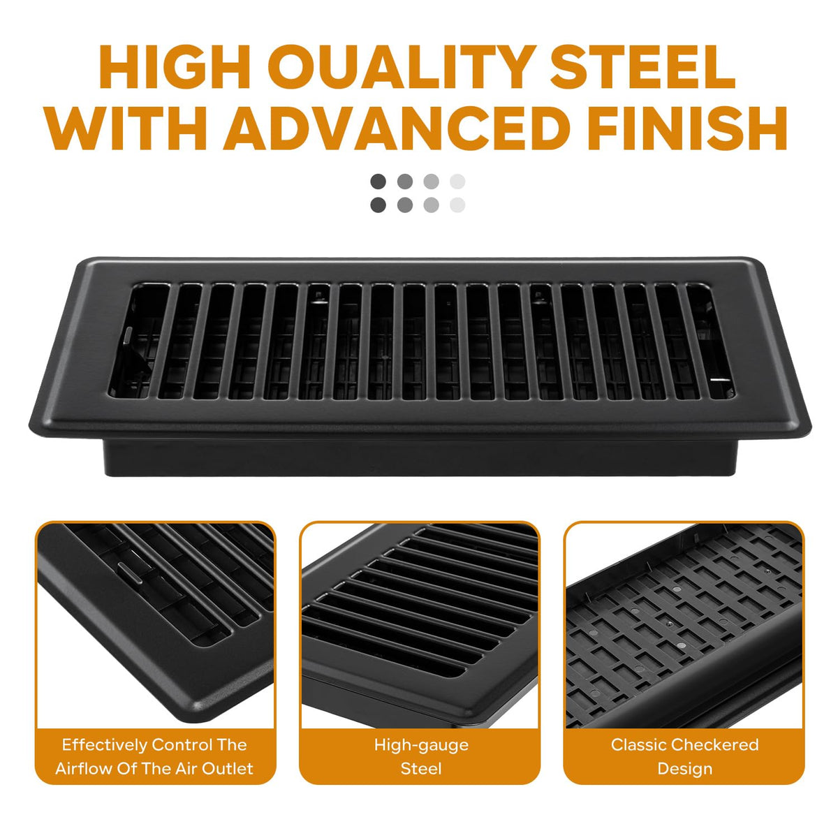 HQZHQZ 4x10 floor register metal close-up emphasizes rugged construction.