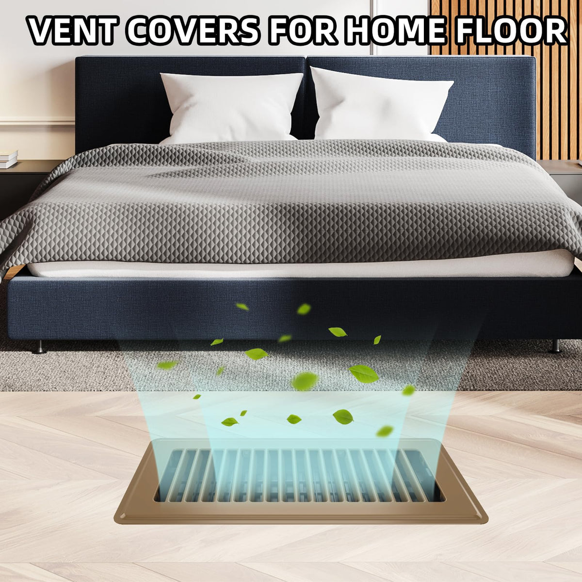 HQZHQZ floor register 4x10 installation demonstration showing tool-free placement.