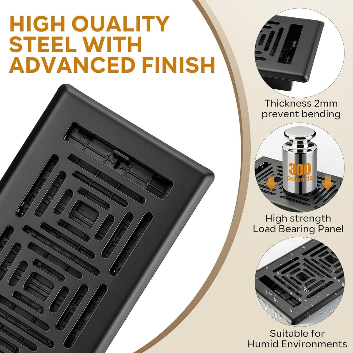 HQZHQZ floor register features a rust-resistant finish for long-lasting appearance.