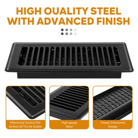 HQZHQZ durable steel floor register close-up with powder-coated finish