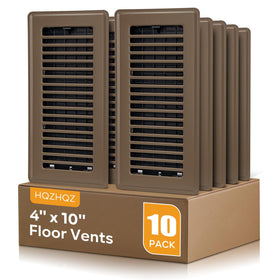 HQZHQZ floor register 4x10 brown front view, durable steel for reliable air distribution.