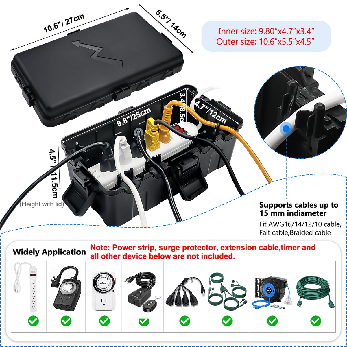 Hrensaw IP54 waterproof outdoor box protecting power strips and timers outdoors