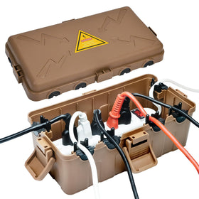 Hrensaw medium outdoor box lid with glow-in-the-dark warning for night safety.