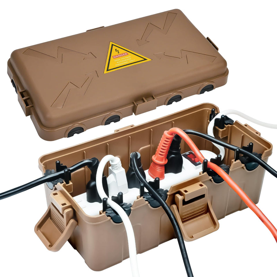 Hrensaw medium outdoor box lid with glow-in-the-dark warning for night safety.