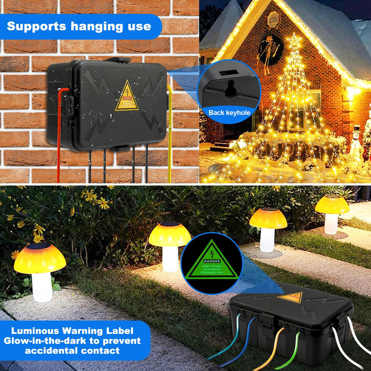 Hrensaw wall-mount holes enable secure placement on outdoor walls.