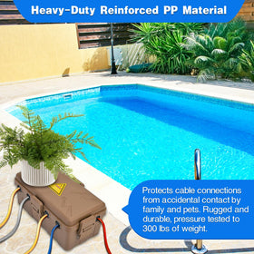 Hrensaw outdoor box with hinged cover for easy access and maintenance.