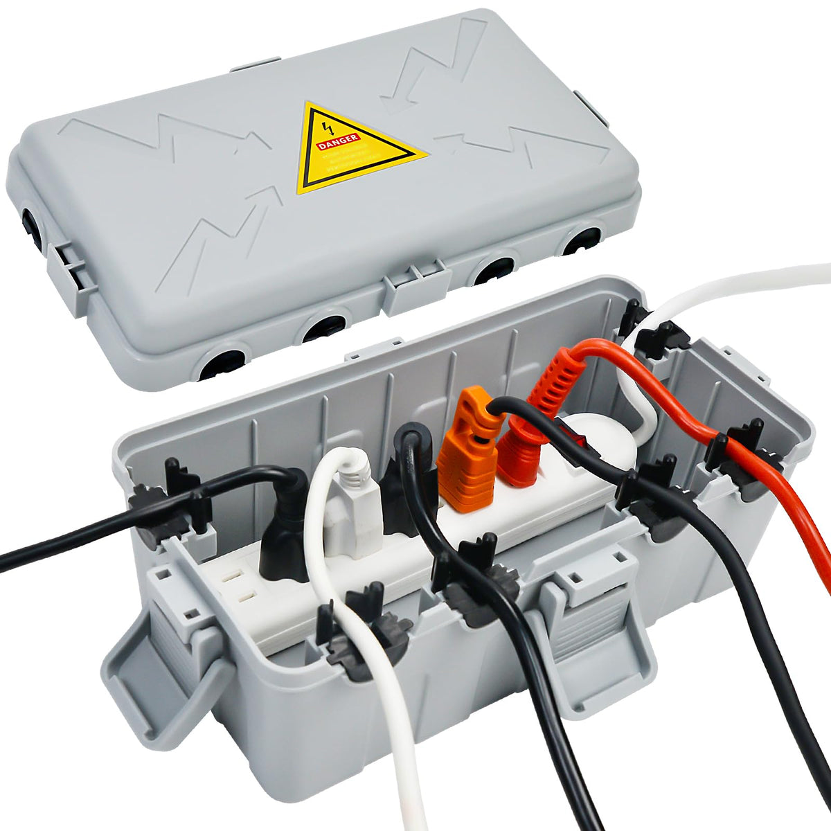 Hrensaw outdoor box with lid-glow warning for nighttime safety.