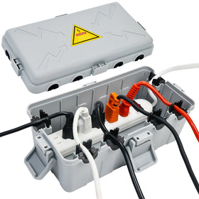 Hrensaw outdoor box with lid-glow warning for nighttime safety.