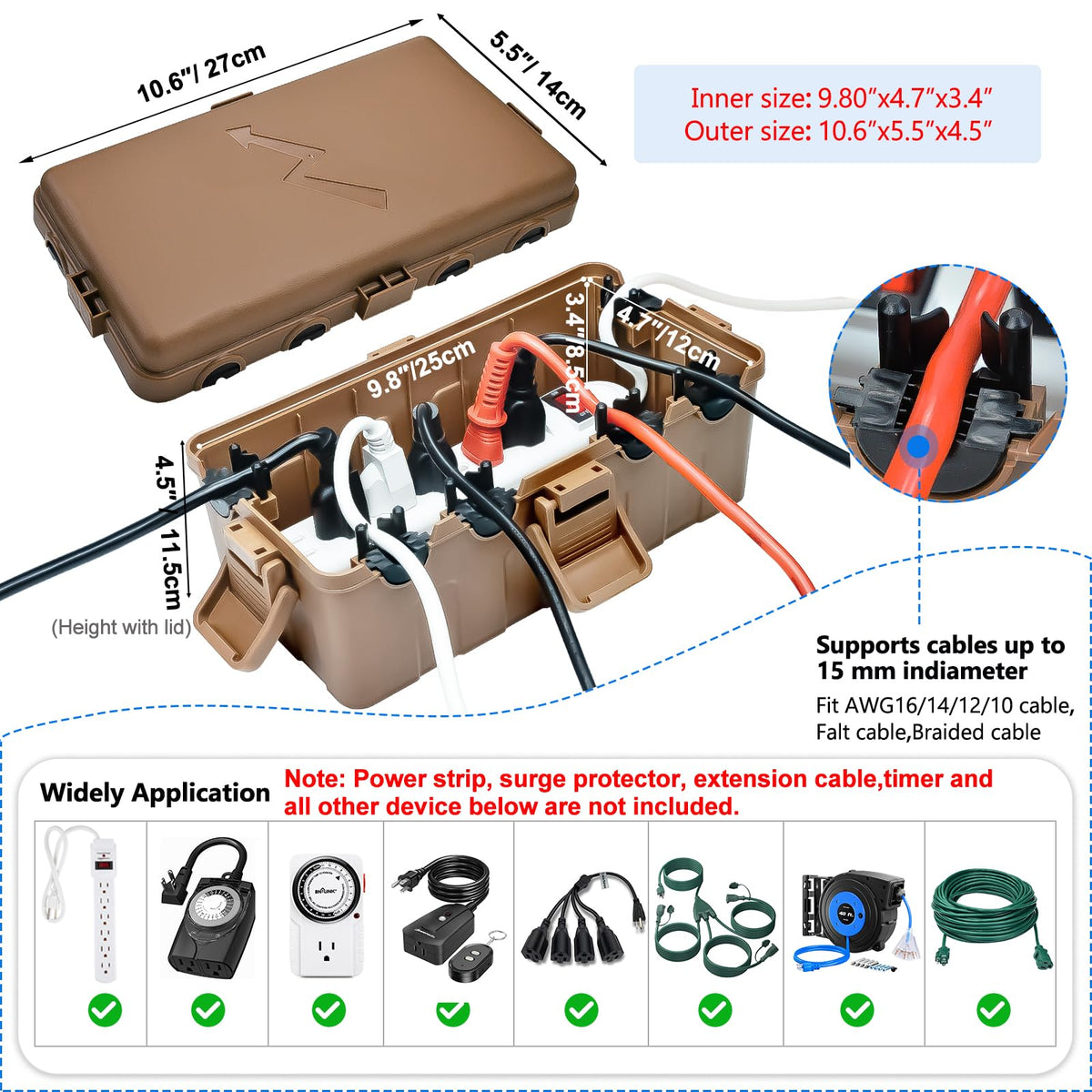 Hrensaw outdoor box side view highlights six cable ports for organized wiring.