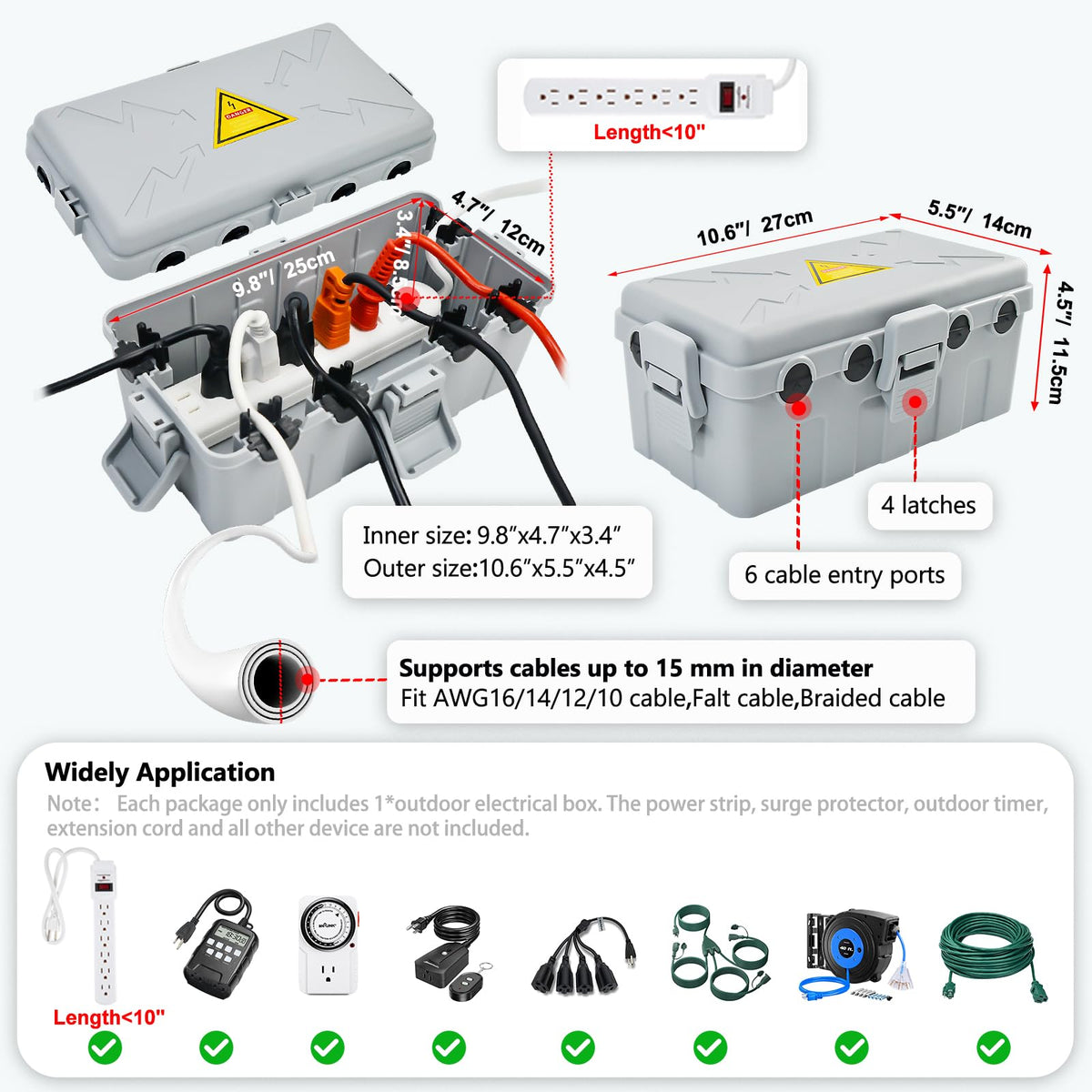 Hrensaw outdoor box waterproof PP shell protects against rain and snow.