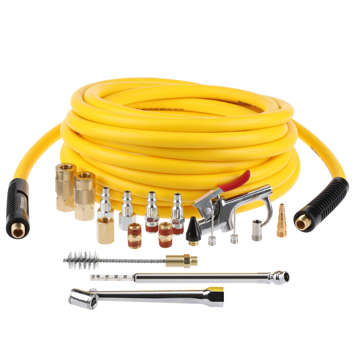 Hromee 38in x 25ft hybrid hose coiled for flexible reach