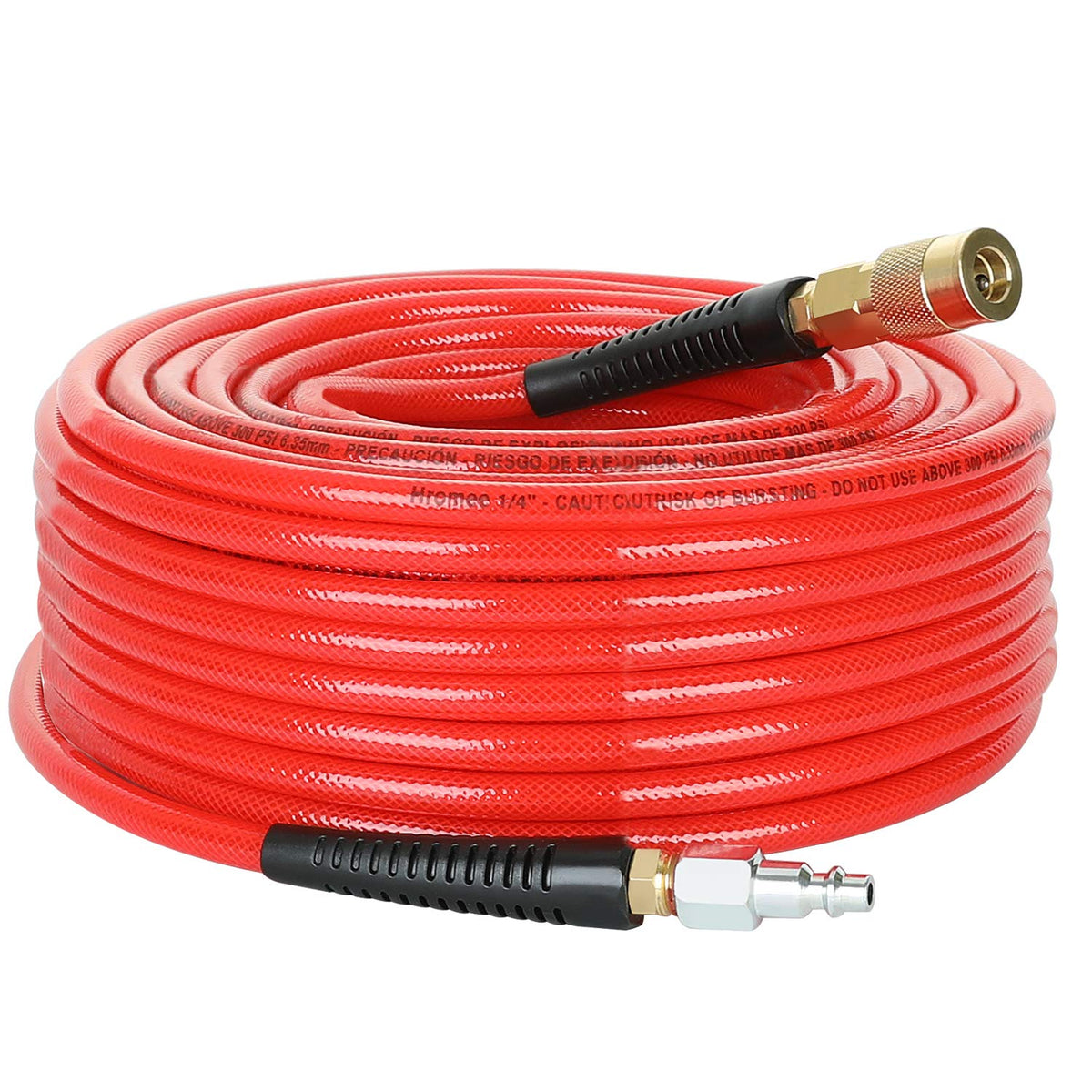 Hromee air hose 100 ft extends reach for pneumatic tasks with lightweight handling.