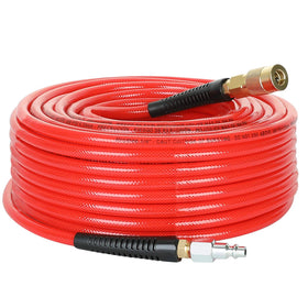 Hromee air hose 100 ft extends reach for pneumatic tasks with lightweight handling.
