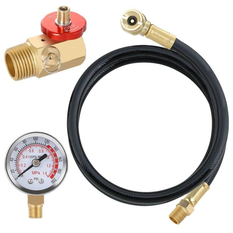 Hromee air tank repair kit with safety valve ready for portable tank maintenance.