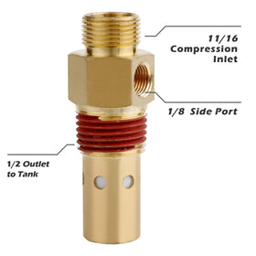 Closeup of Hromee brass check valve showing durable tank valve