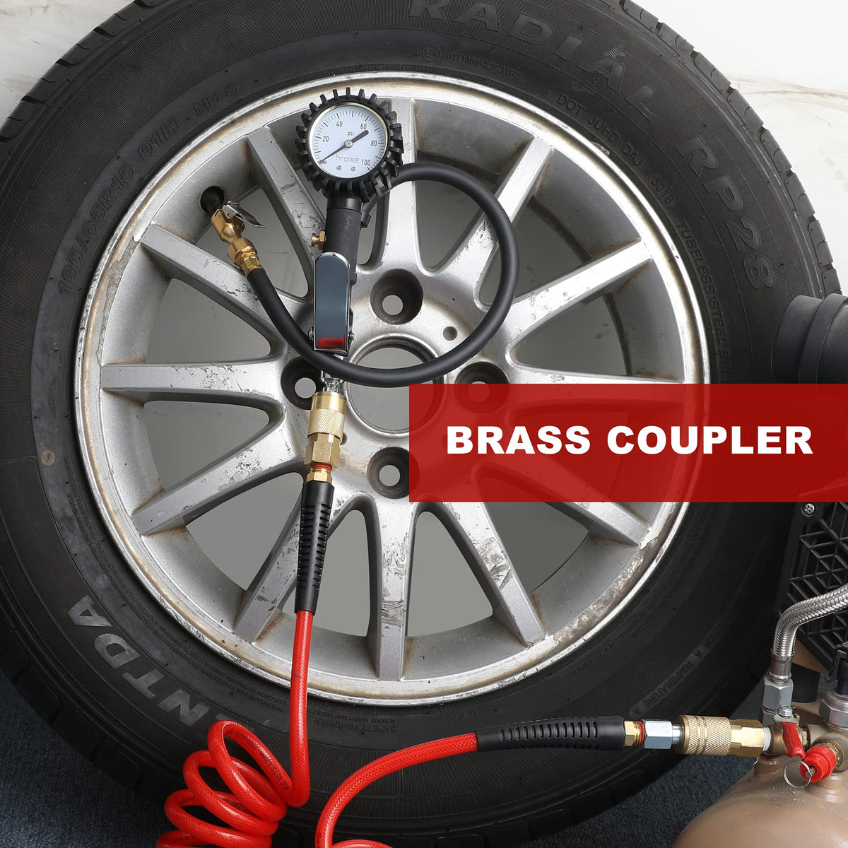 Hromee double swivel brass ends improve hose maneuverability.