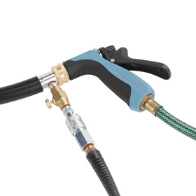 Hromee garden hose hook-up demonstrates no-disassembly cleaning approach.