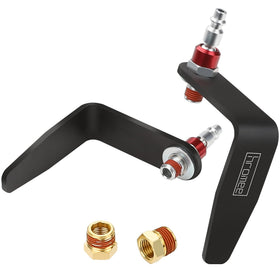 Hromee Pneumatic Tool Rafter Hook on a beam showing hands-free access to tools