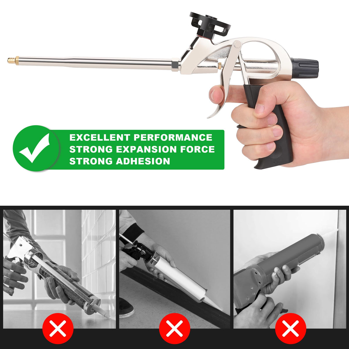 Hromee foam gun needle valve ensures reliable flow in tight gaps.