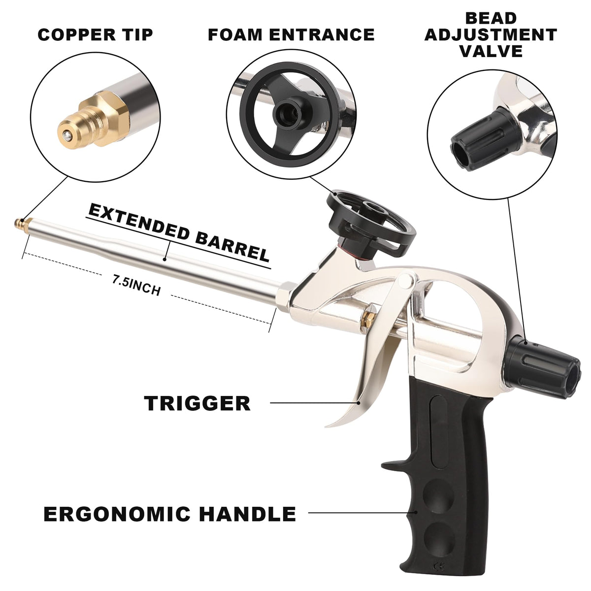 Hromee foam gun with non stick teflonized basket eases cleaning and durability.