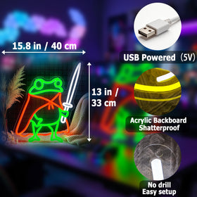 HSJNJKFU frog neon sign with metal hanging chain for secure wall display