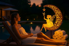 HSSD10 gold fairy on the moon adds elegant outdoor charm
