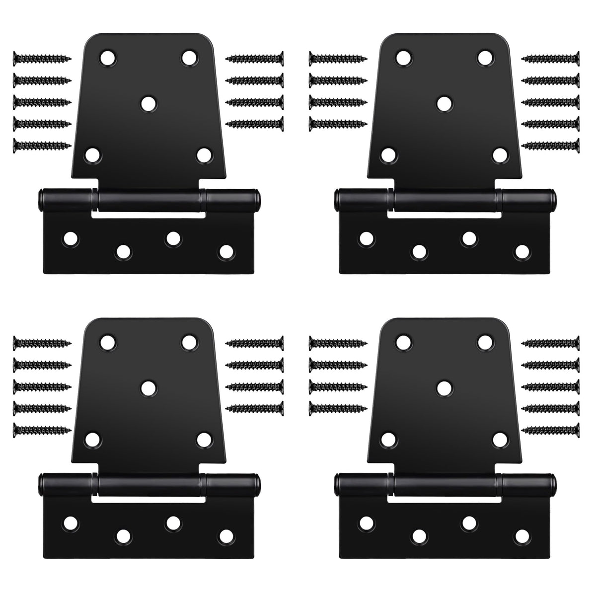 HTHOOOOOME heavy-duty gate hinges in black finish for durable indoor and outdoor gates.