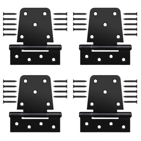 HTHOOOOOME heavy-duty gate hinges in black finish for durable indoor and outdoor gates.