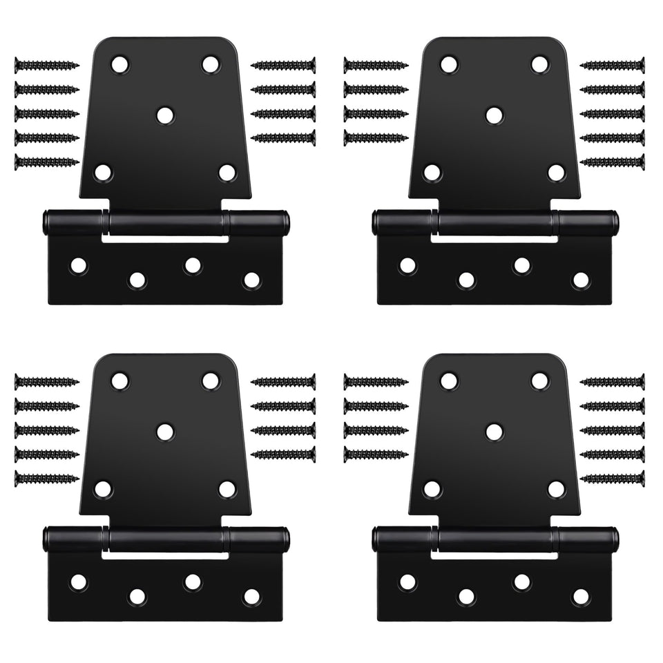 HTHOOOOOME heavy-duty gate hinges in black finish for durable indoor and outdoor gates.