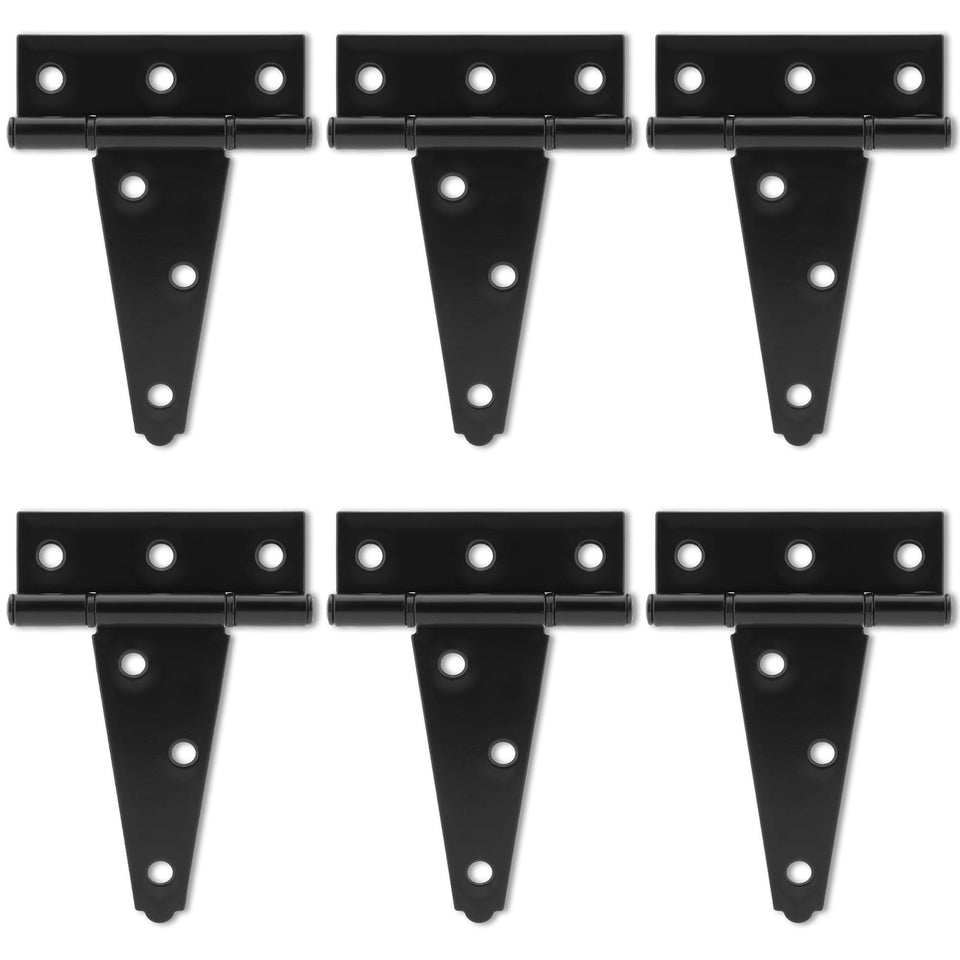 HTHOOOOOME 4-inch T-strap hinges in black for durable outdoor mounting