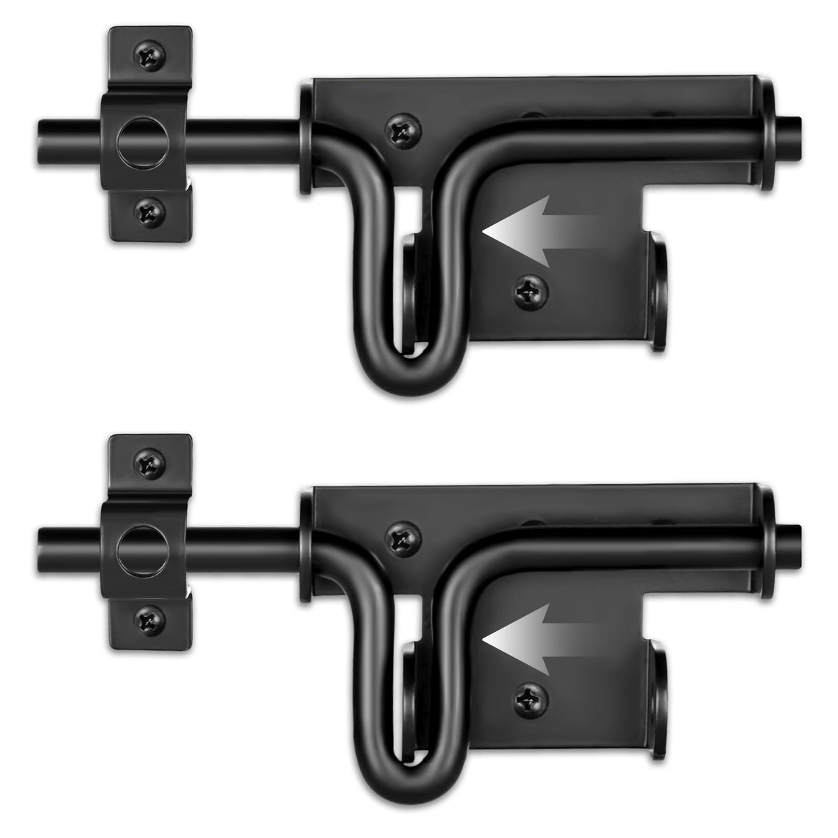 HTHOOOOOME slide bolt gate latch close-up shows durable steel with rust-resistant coating.