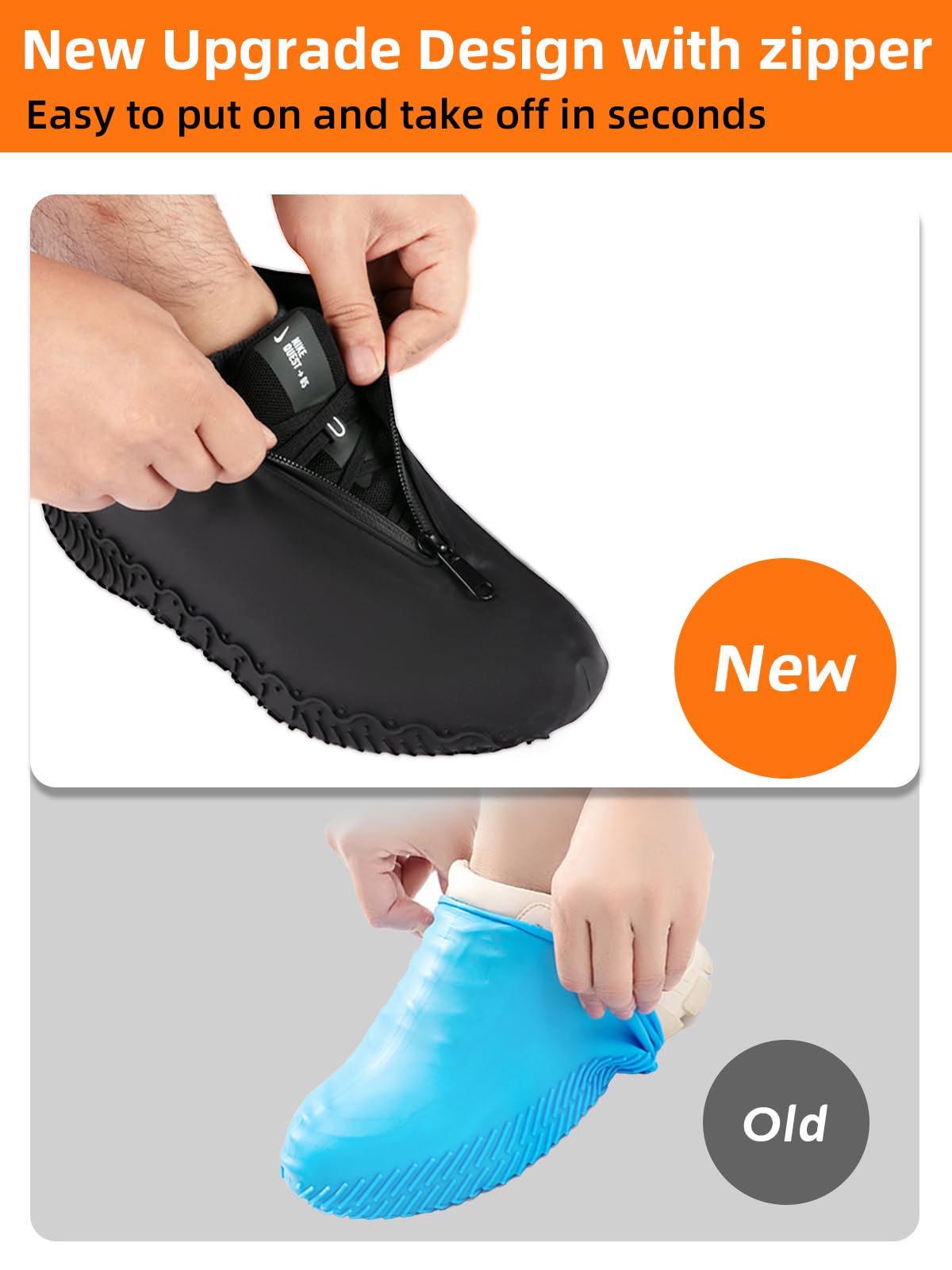 HTHOY&GOWY silicone shoe covers feature waterproof zipper for easy wear