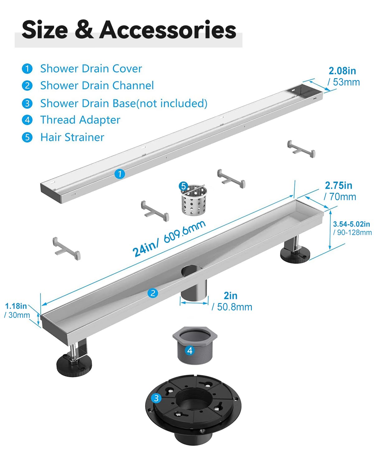 HTOH removable cover simplifies cleaning and maintenance of the drain.