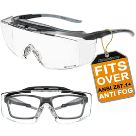 HTS HUNTERSKY 3906 anti-fog safety goggles worn over glasses for clear vision