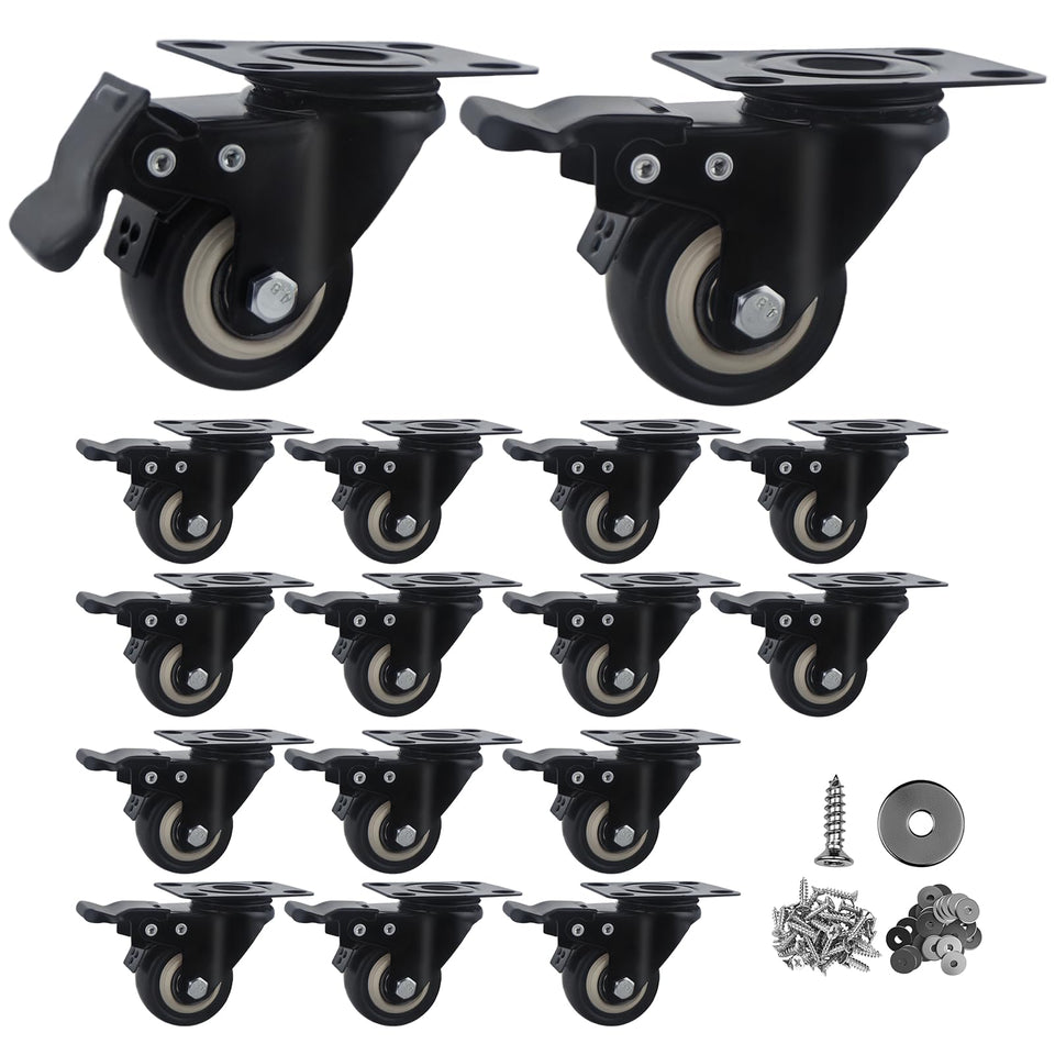 Htudcoue 2-inch caster wheels with brakes for secure locking during use.