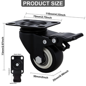 Htudcoue PU casters deliver quiet, smooth glide on wood, tile, and concrete.